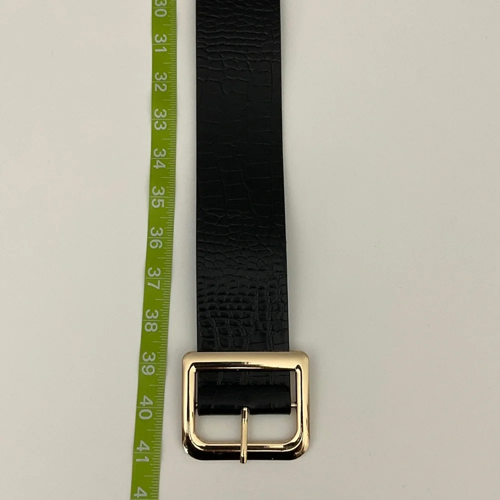 Elegant Black Belt with Gold Buckle